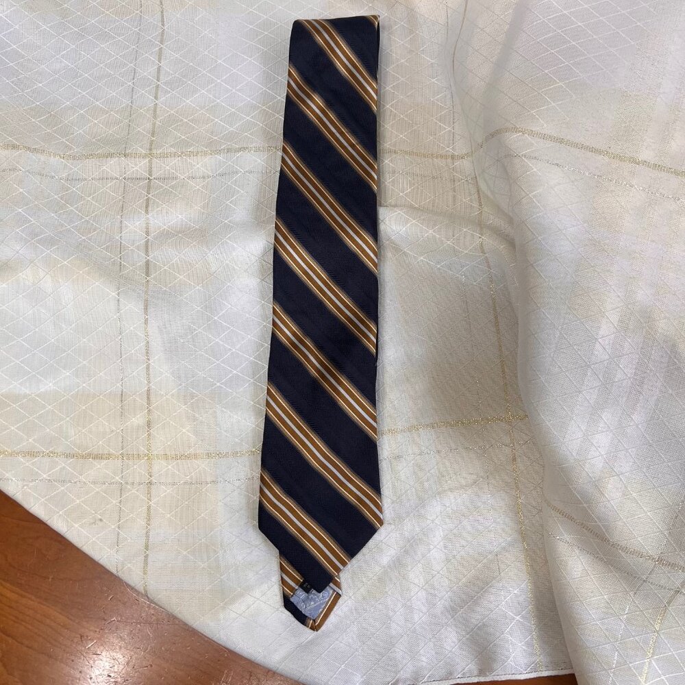 John W. Norstrom Silk Tie, Blue Gold Gray 100% Silk Tie Made in the USA